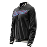 Custom Black Light-Blue Solid Color Varsity Letterman Jacket JA02240617XF003