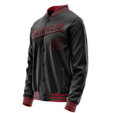 Custom Black Crimson Solid Color Varsity Letterman Jacket JA02240617XF004