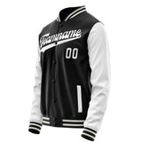 Custom Black White Solid Color Varsity Letterman Jacket JA02240617XF005