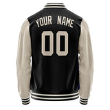 Custom Black Cream Solid Color Varsity Letterman Jacket JA02240617XF008