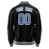 Custom Black Light-Blue Solid Color Varsity Letterman Jacket JA02240617XF009