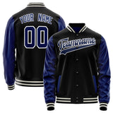 Custom Black Royal Solid Color Varsity Letterman Jacket