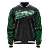 Custom Black Kelly-Green Solid Color Varsity Letterman Jacket JA02240617XF013