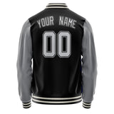 Custom Black Gray Solid Color Varsity Letterman Jacket JA02240617XF015