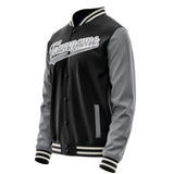 Custom Black Gray Solid Color Varsity Letterman Jacket JA02240617XF015