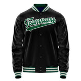 Custom Black Kelly-Green Solid Color Varsity Letterman Jacket JA02240617XF017