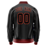 Custom Black Orange Solid Color Varsity Letterman Jacket JA02240617XF018