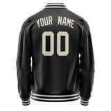 Custom Black Cream Solid Color Varsity Letterman Jacket JA02240617XF019