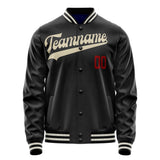 Custom Black Cream Solid Color Varsity Letterman Jacket JA02240617XF019