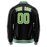 Custom Black Neon-Green Solid Color Varsity Letterman Jacket JA02240617XF021