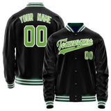 Custom Black Neon-Green Solid Color Varsity Letterman Jacket