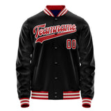 Custom Black Red Solid Color Varsity Letterman Jacket JA02240617XF022