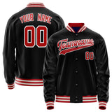 Custom Black Red Solid Color Varsity Letterman Jacket