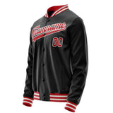 Custom Black Red Solid Color Varsity Letterman Jacket JA02240617XF022