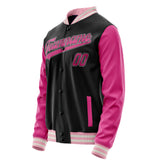 Custom Black Pink Solid Color Varsity Letterman Jacket JA02240617XF023