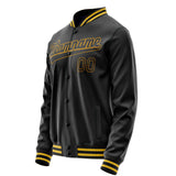 Custom Black Old-Gold Solid Color Varsity Letterman Jacket JA02240617XF027