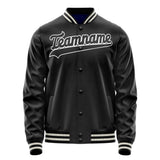 Custom Black White Solid Color Varsity Letterman Jacket JA02240617XF029