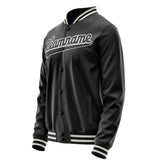 Custom Black White Solid Color Varsity Letterman Jacket JA02240617XF029