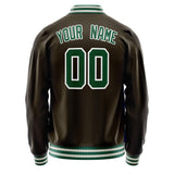 Custom Brown Kelly-Green Solid Color Varsity Letterman Jacket JA02240617XF075