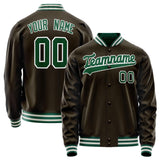 Custom Brown Kelly-Green Solid Color Varsity Letterman Jacket JA02240617XF075