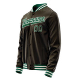 Custom Brown Kelly-Green Solid Color Varsity Letterman Jacket JA02240617XF075