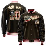 Custom Brown Cream Vintage Usa Flag Varsity Letterman Jacket JA02240617XF078