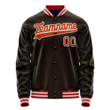 Custom Brown Orange Solid Color Varsity Letterman Jacket JA02240617XF083