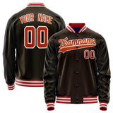 Custom Brown Orange Solid Color Varsity Letterman Jacket JA02240617XF083