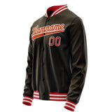 Custom Brown Orange Solid Color Varsity Letterman Jacket JA02240617XF083