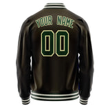 Custom Brown Kelly-Green Solid Color Varsity Letterman Jacket JA02240617XF084