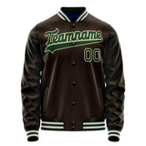 Custom Brown Kelly-Green Solid Color Varsity Letterman Jacket JA02240617XF084