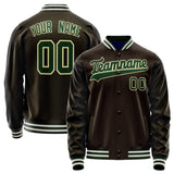 Custom Brown Kelly-Green Solid Color Varsity Letterman Jacket JA02240617XF084