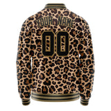 Custom Brown Black Leopard 3D Varsity Letterman Jacket JA02240617XF086