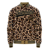 Custom Brown Black Leopard 3D Varsity Letterman Jacket JA02240617XF086