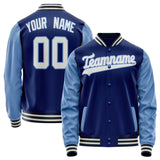 Custom Royal Light-Blue Solid Color Varsity Letterman Jacket