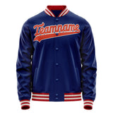 Custom Royal Orange Solid Color Varsity Letterman Jacket JA02240617XF540