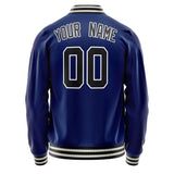 Custom Royal Black Solid Color Varsity Letterman Jacket JA02240617XF545