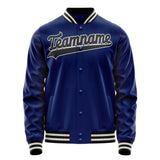 Custom Royal Black Solid Color Varsity Letterman Jacket JA02240617XF545