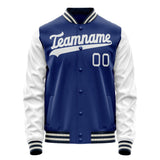 Custom Royal White Solid Color Varsity Letterman Jacket JA02240617XF547