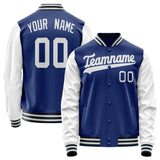 Custom Royal White Solid Color Varsity Letterman Jacket