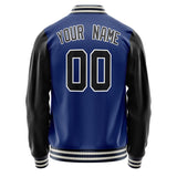 Custom Royal Black Solid Color Varsity Letterman Jacket JA02240617XF550