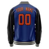 Custom Royal Black Solid Color Varsity Letterman Jacket JA02240617XF551