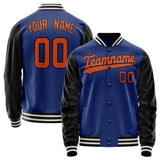 Custom Royal Black Solid Color Varsity Letterman Jacket