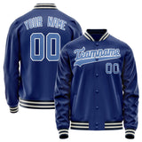 Custom Royal Light-Blue Solid Color Varsity Letterman Jacket