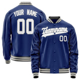 Custom Royal White Solid Color Varsity Letterman Jacket