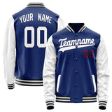 Custom Royal White Solid Color Varsity Letterman Jacket JA02240617XF556