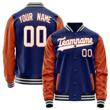 Custom Royal Texas-Orange Solid Color Varsity Letterman Jacket JA02240617XF558