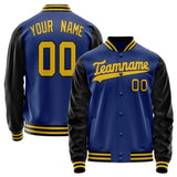 Custom Royal Black Solid Color Varsity Letterman Jacket