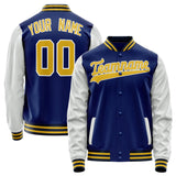 Custom Royal White Solid Color Varsity Letterman Jacket