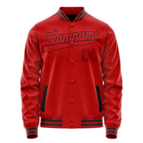 Custom Red Black Solid Color Varsity Letterman Jacket JA02240617XY388